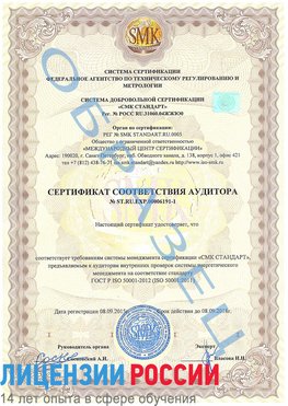 Образец сертификата соответствия аудитора №ST.RU.EXP.00006191-1 Куйбышев Сертификат ISO 50001